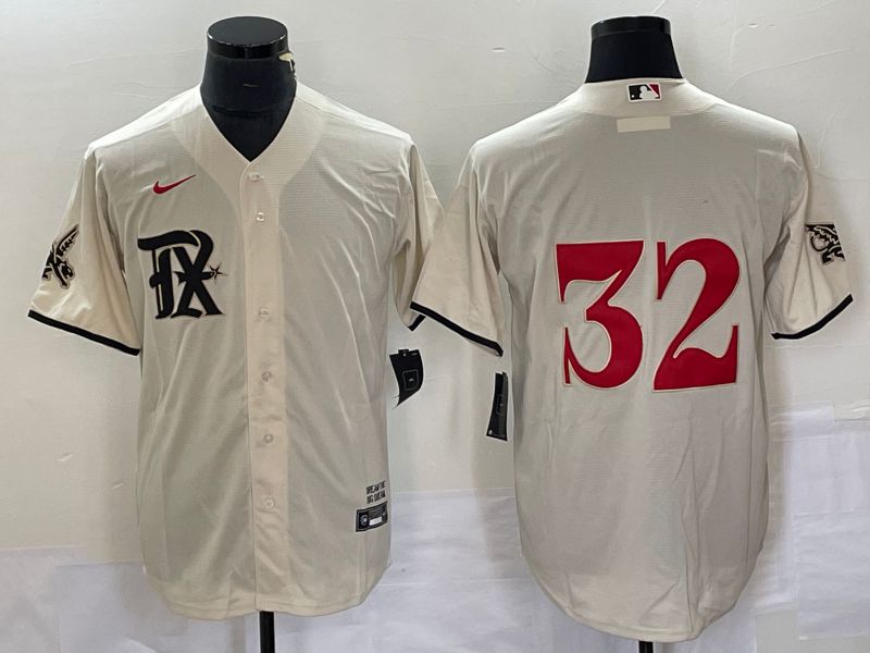 Men Texas Rangers #32 No Name Nike Cream 2023 City Connect MLB Jersey